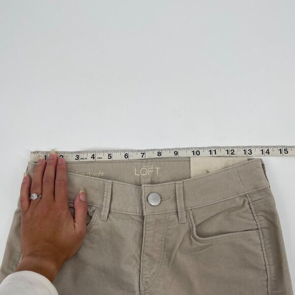 NWT LOFT Modern Straight Corduroy Low Rise Pants Womens 24P Classic Neutral - Picture 7 of 11
